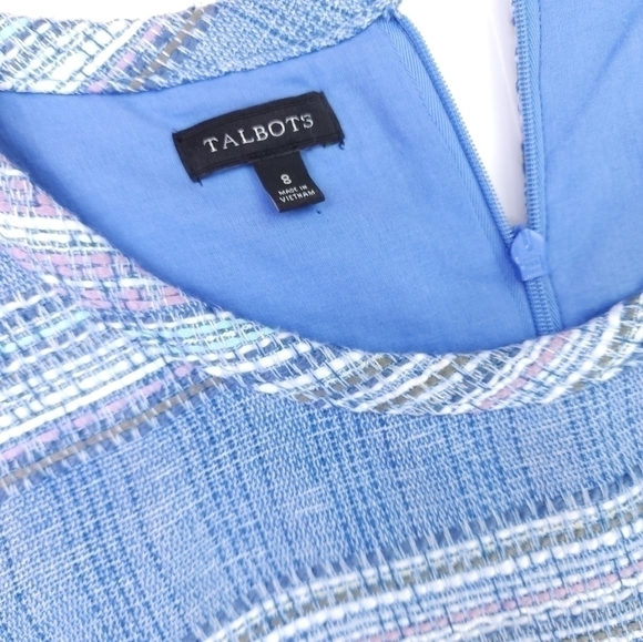 Talbots Blue Striped Tweed Shift Dress Sz 8 - Picture 9 of 15